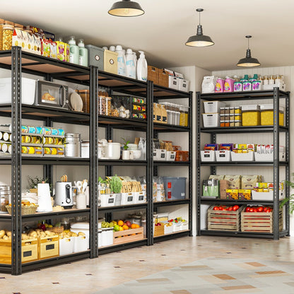 5-Tier Heavy Duty Metal Shelving Unit 2000LBS – Adjustable Freestanding Steel Garage Storage Shelves 72"H x 35.5"W x 15.8"D Tool-Free Assembly Utility Rack Black