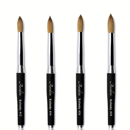 Round Acrylic Nail Art Brush with Black Handle in Protected Sizes 12, 14, 16 and 18 for Salon Detail Work