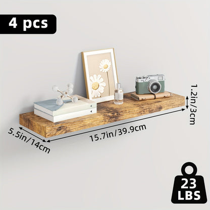 Floating Wall Shelf Set with Concealed-Style Brackets, Multiple Finishes and 4- or 6-Piece Options