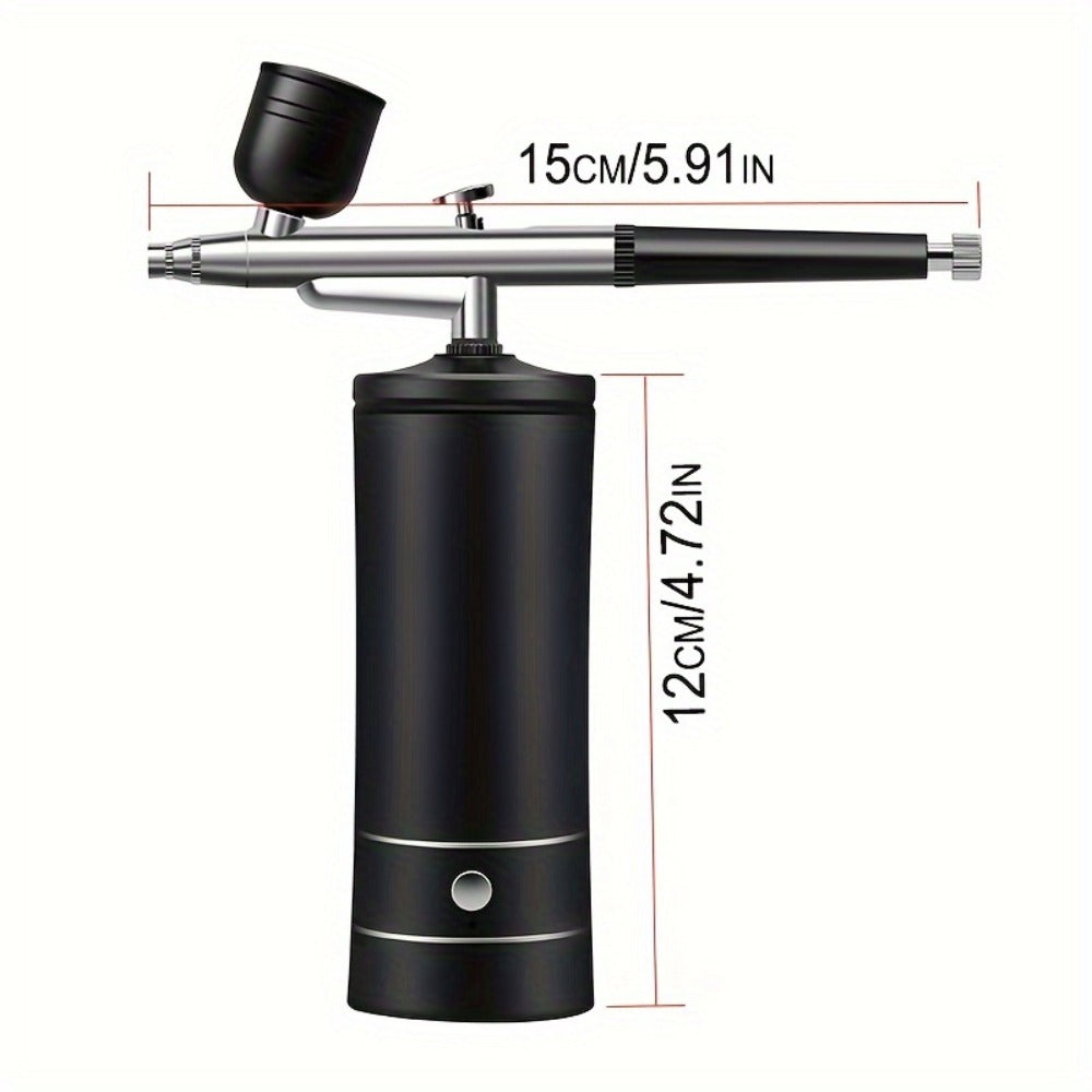 Airbrush Kit with Compressor USB Rechargeable 23-27PSI 0.3mm Nozzle 2-Speed - Portable Cordless Airbrush Set with 2 Paint Pots & Brush - for Makeup Nail Art Cake Decorating Crafts Tattoos