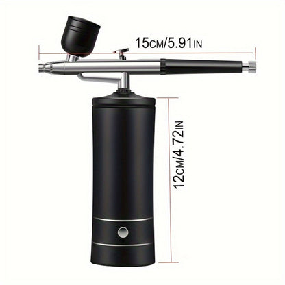Airbrush Kit with Compressor USB Rechargeable 23-27PSI 0.3mm Nozzle 2-Speed - Portable Cordless Airbrush Set with 2 Paint Pots & Brush - for Makeup Nail Art Cake Decorating Crafts Tattoos