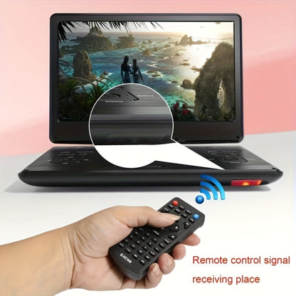 Portable DVD Player 14.1 Inch HD Screen, AV IN/OUT Sync TV & Projector, 270° Rotating Screen, Region Free, USB SD Card, Remote Control, 6-Hour Battery, Dual Speakers for Car Home Travel