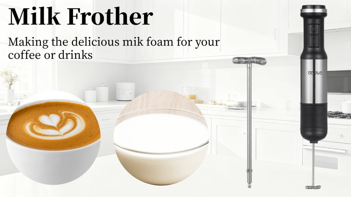 Silver Immersion Blender Set with 1000ml Beaker, 450ml Chopper, Whisk and Frother Attachments