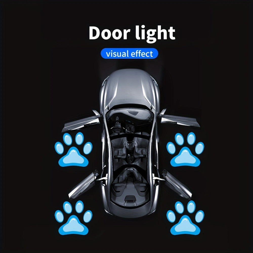 Car Door LED Projector Welcome Lights 4 Pcs – Courtesy Step Logo Light Cute Pattern Projection Festive Atmosphere Night Light Sky Blue Pink Amber