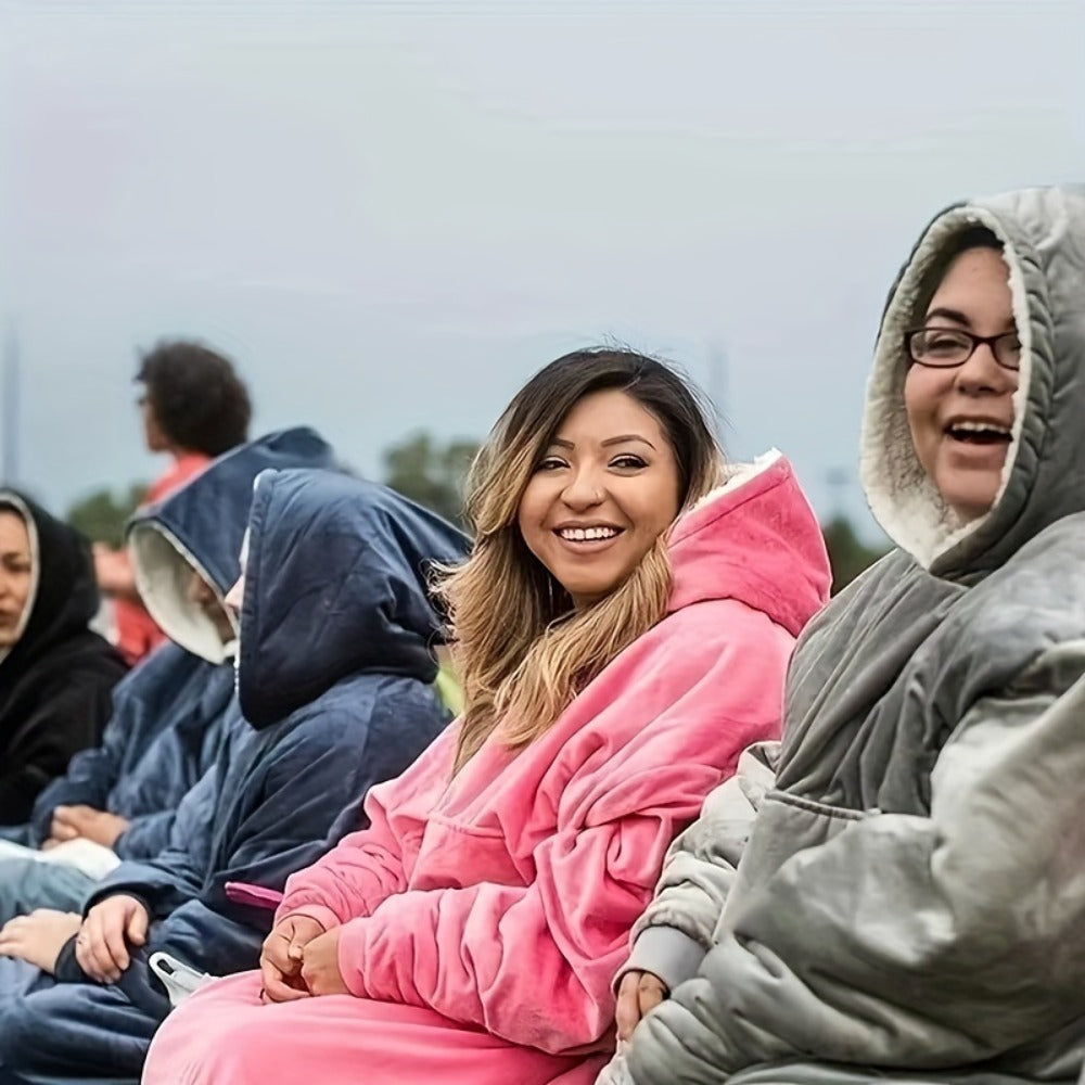 Pile-Texture Wearable Blanket Hoodie with Kangaroo Pocket and Four Pumpkin, Moon or Sock Bundle Styles