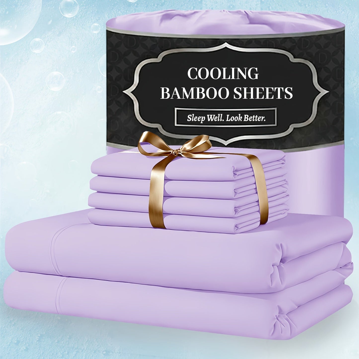 Bed Sheet Set 4-Piece Bamboo-Derived Fabric with Source-Listed Extra-Deep Pocket and Eighteen Colors