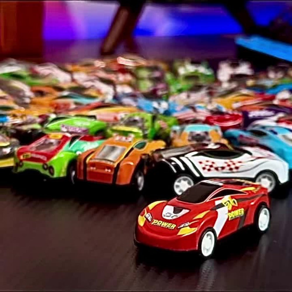 64 Pcs Pull Back Toy Car Set with City Map, Traffic Signs & Storage Box – 56 Mini Die-Cast Vehicles for Kids Boys Girls Ages 3+, Party Favors Birthday Christmas Gift