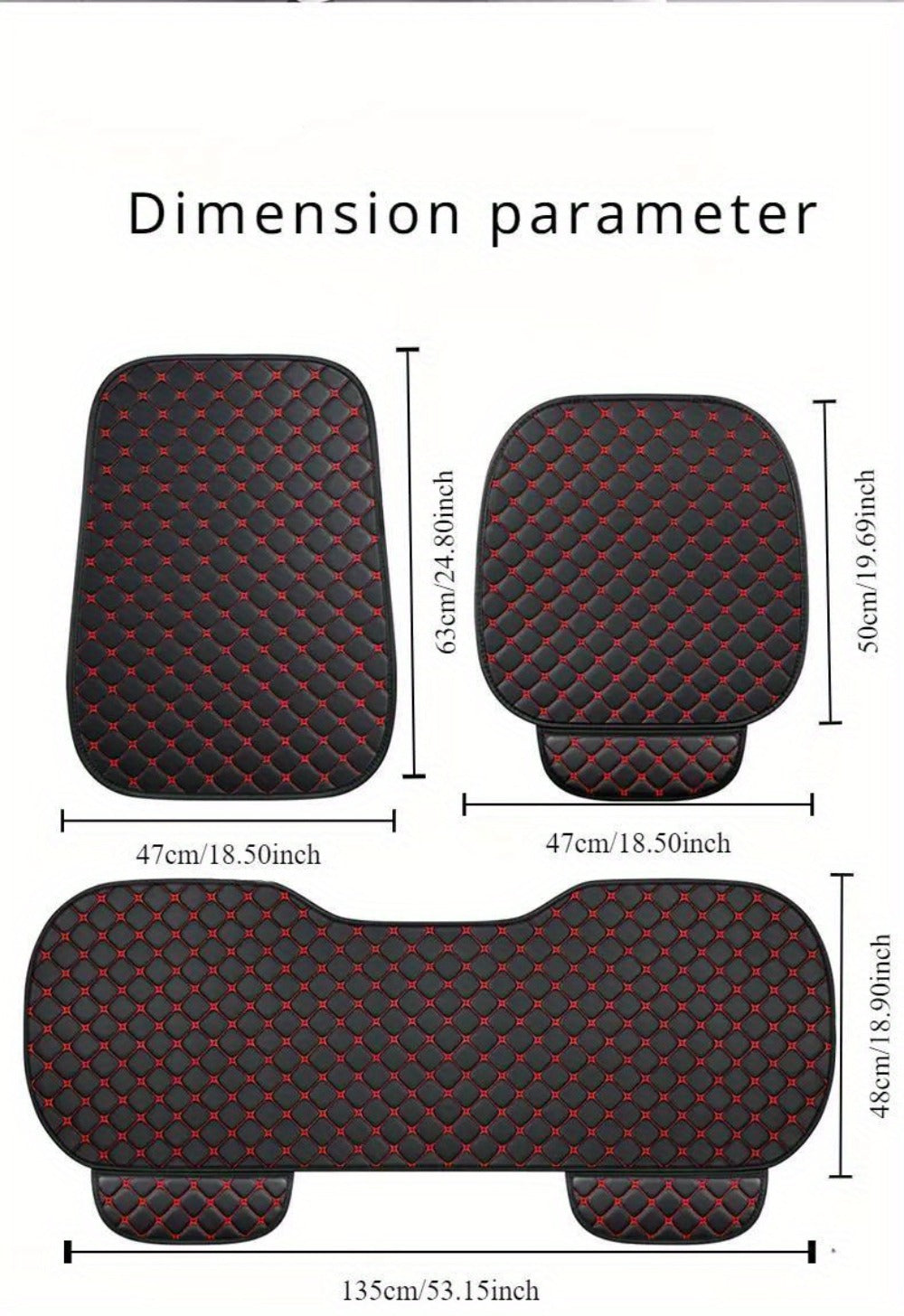 Car Seat Cover Rear Bench Protector with Source-Listed Water-Resistant Surface in Black or Red