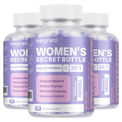 Women's Herbal Capsule Supplement with Five Named Botanicals in One-, Two- or Three-Bottle Packs