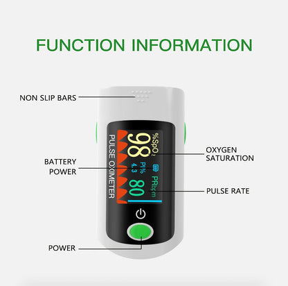 Two-Piece Fingertip Pulse Oximeter Set with Color Display in Black or Blue Checkout Options
