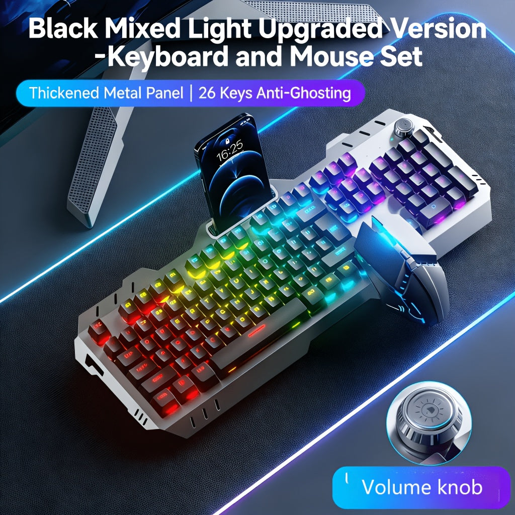 Full-Size 104-Key Wired Gaming Keyboard with Volume Knob in Seven White or Black Options Pictured