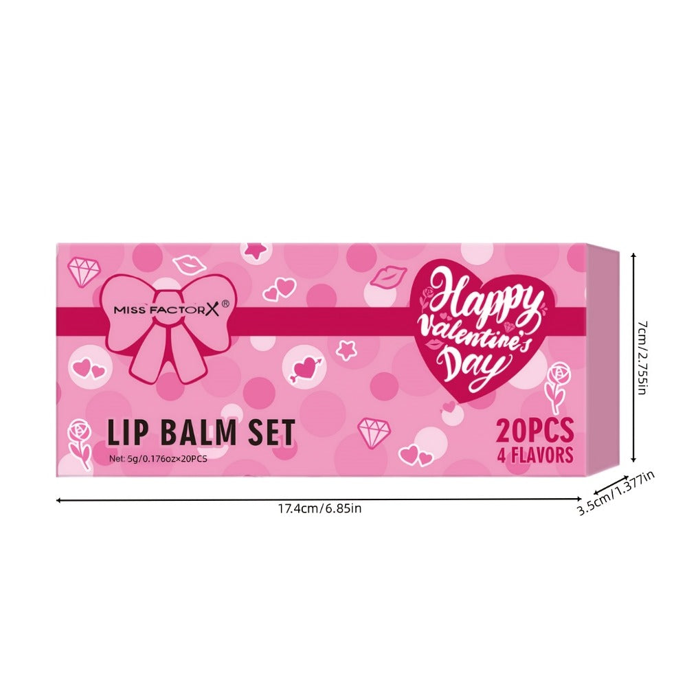 Glossy Tinted Lip Balm Set 20 PCS Gift Box – Moisturizing Long-Lasting Hydration Replenishing Lip Care for Dry Sensitive Lips Women Birthday Valentine's Day Mother's Day Holiday Gift