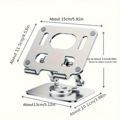 360 Rotating Tablet Stand for iPad, Foldable Adjustable Iron Flat Stand for Desk Home Office, Compatible with iPad Pro Air Mini and Most Tablets, Silver and Black