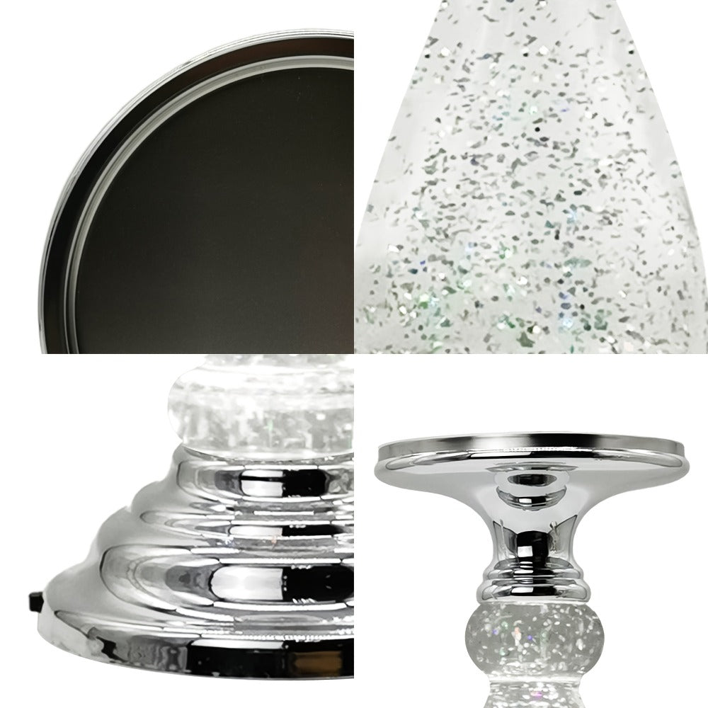 Candle Holder LED Swirl Globe Pedestal with Acrylic Water Chamber, Top Candle Tray and Silver, Gold or Santa Options