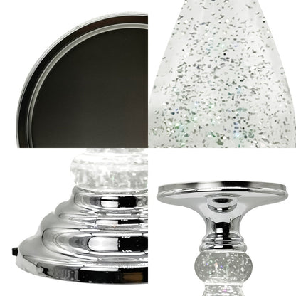 Candle Holder LED Swirl Globe Pedestal with Acrylic Water Chamber, Top Candle Tray and Silver, Gold or Santa Options