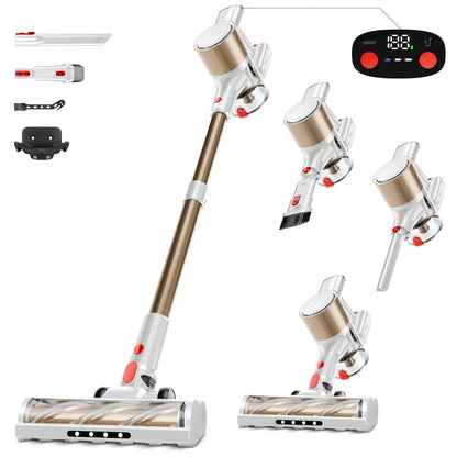 Vertical Vacuum Cleaner 55-70Kpa 3-Speed Adjustment with LED Floor Brush & Detachable Battery - 45 Min Runtime, Lightweight Handheld for Pet Hair, Carpet & Hard Floors, 7 Colors Available