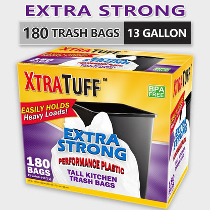 13-Gallon Black or Clear Trash Bags with Standard or Drawstring Styles in 44 to 360-Count Packs