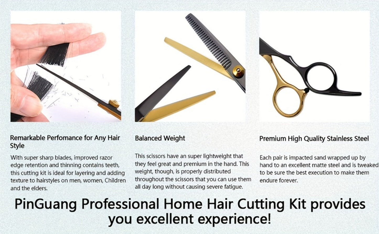 13-Piece Hair Cutting Scissors Kit with Straight and Thinning Shears, Combs, Cape and Storage Case
