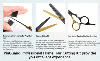 13-Piece Hair Cutting Scissors Kit with Straight and Thinning Shears, Combs, Cape and Storage Case