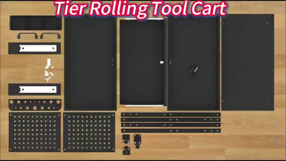 Rolling Tool Cart 3-Layer with Drawers & Screw Box Storage, Heavy-Duty Mechanic Trolley on Wheels for Garage Workshop Repair Shop, 400LBS / 450LBS / 550LBS Load Capacity, Industrial Tool Organizer