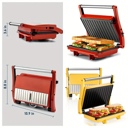 Panini Press Grill 3-in-1 Electric Indoor Grill with Non-Stick Plates - 180° Flat Grill Sandwich Maker with Floating Hinge Grease Tray Temperature Control, Compact Countertop Grill for Home Dorm Office