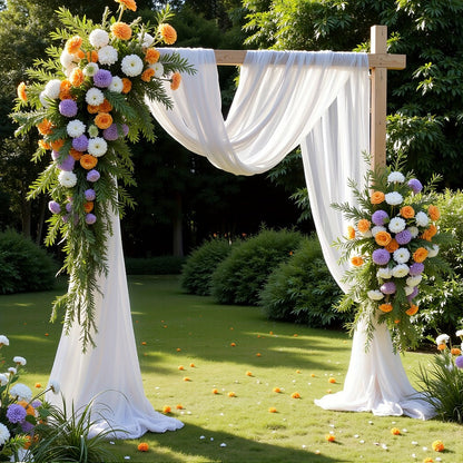 Sheer Yarn Drapery Curtain Party Backdrop 31.5" x 315" – Encrypted Gauze Flutter Streamer for Gender Reveal, Wedding, Birthday, Bridal Shower, Indoor & Outdoor Background Decoration | Reusable & Easy Hang
