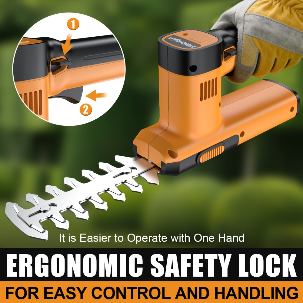 Electric Hedge Trimmer 2-in-1 Cordless with Rechargeable Lithium Battery, Brushless Motor Pruning Shears & Grass Shrub Cutter for Garden, Lawn, Yard & Branch Trimming – Gift for Men