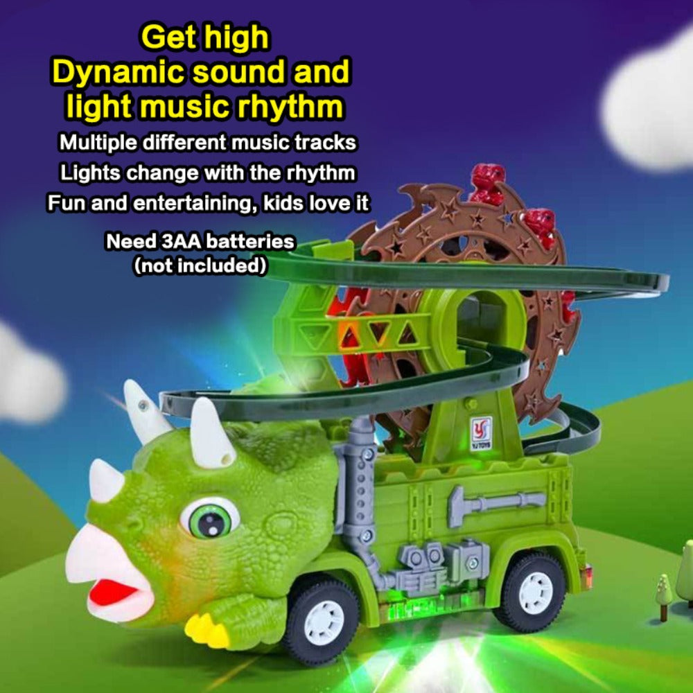 Toddler Dinosaur Track Set Orbital Triceratops Electric Stair Slide Roller Coaster Toy with Lights & Music | Sensory Learning Toy for Boys Ages 1 2 3 | Best Toddler Birthday Christmas Gift