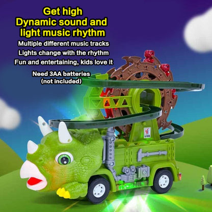 Toddler Dinosaur Track Set Orbital Triceratops Electric Stair Slide Roller Coaster Toy with Lights & Music | Sensory Learning Toy for Boys Ages 1 2 3 | Best Toddler Birthday Christmas Gift