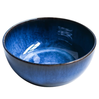 Extra Large Ceramic Bowls Set of 2, 81oz Deep Blue Salad Bowl, Ramen Noodle Soup Bowl, Stylish Durable Dinnerware for Home Kitchen