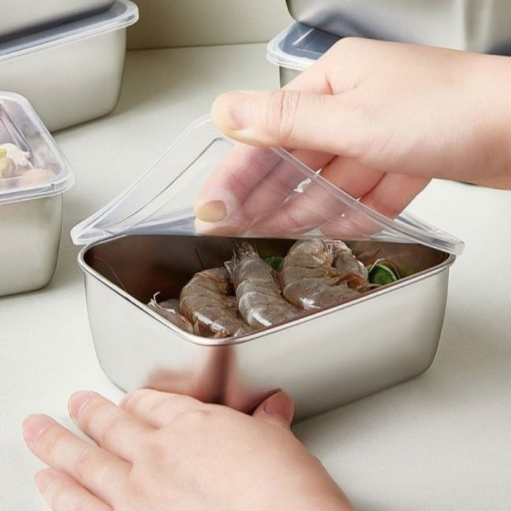 Food Storage Containers 304 Stainless Steel Set with Lids in Five-, Six- or Eight-Piece Options