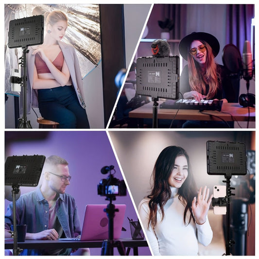 2-Pack LED Video Light Kit with Tripod Stand & Phone Holder | 2800-6500K Dimmable, CRI 97+, USB Powered Studio Lighting for YouTube, Vlogging, Gaming, Streaming & DSLR Photography