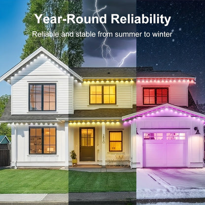 Linked RGB Eave Light Kit from 20ft to 500ft with Plug-In Adapter, App and Handheld Remote