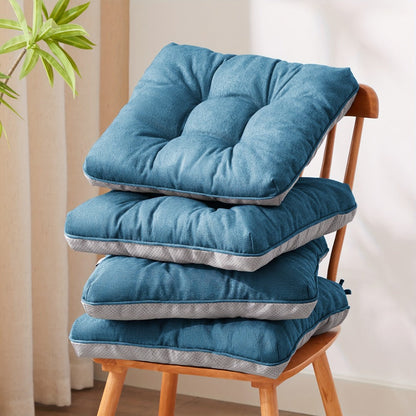 Tufted Chair Cushion Set with Four 15.5-Inch Pads, Tie Straps and 11 Solid Color Choices for Dining Chairs