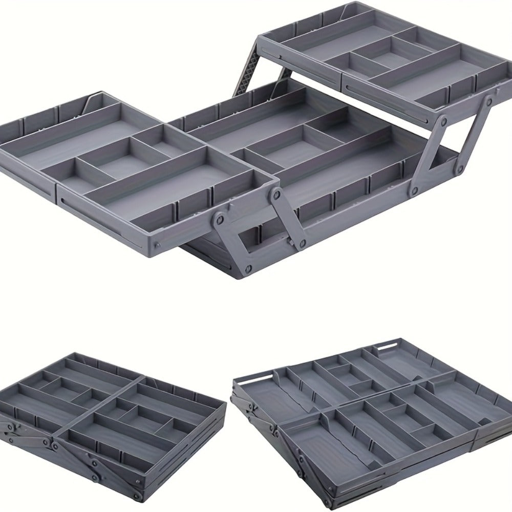 Collapsible Drawer Organizer Box, Double Row Expandable Desk & Drawer Storage with ABS Material, Jewelry Cosmetics Home Office Organizer