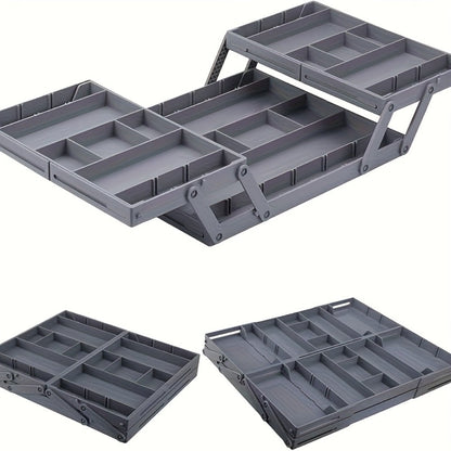Collapsible Drawer Organizer Box, Double Row Expandable Desk & Drawer Storage with ABS Material, Jewelry Cosmetics Home Office Organizer