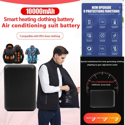Power Bank 10000mAh 5V/3A with Dual USB Output, USB-C/Micro Input and LED Indicator for Heated Clothing