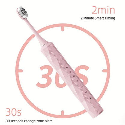 Electric Toothbrush with IPX8 Rating, Five Brush Heads, Metal Handle, USB Charging and Two-Minute Timer