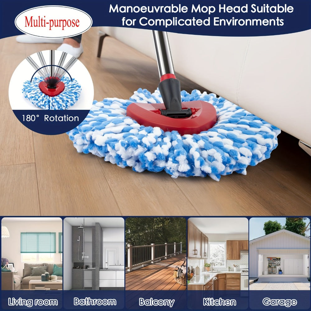 Spin Mop Replacement Heads 6 Pack with Scrub Brush & Base – Microfiber Mop Heads Refills Machine Washable Deep Cleaning Floor Mop Pads for Spin Mop Bucket System Home Kitchen Hardwood Tile