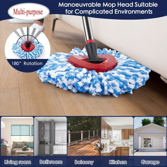 Spin Mop Replacement Heads 6 Pack with Scrub Brush & Base – Microfiber Mop Heads Refills Machine Washable Deep Cleaning Floor Mop Pads for Spin Mop Bucket System Home Kitchen Hardwood Tile