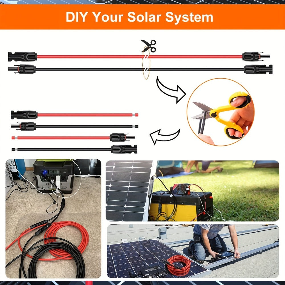 Solar Panel Extension Cable 14AWG – Tinned Copper MC4 Connector Wire for RV, Camper & Off-Grid Solar Systems | 30FT or 40FT