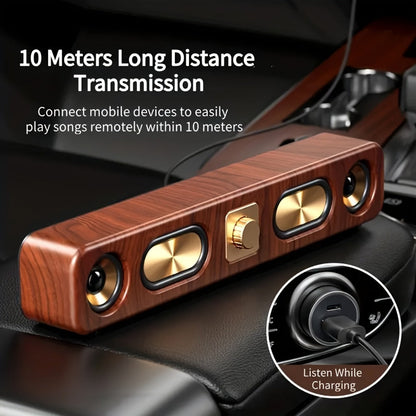 Retro Wood Grain Bluetooth Speaker Dual 2-Inch Woofers 10W Wireless Desktop Soundbar TF AUX USB Hands-Free Calling 2400mAh for PC Laptop Tablet Smartphone