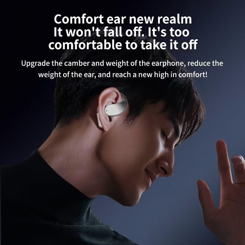 Bone Conduction Headphones Bluetooth 5.4 Open Ear Sport Earbuds 80H Battery LED Display Stereo Bass Noise Canceling Mic Type-C Charging Gift for Dad Men Women Running Cycling