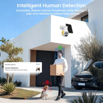 White 4G Solar Security Camera with 960P Label, PIR Motion Detection, Color Night Vision and Two-Way Audio