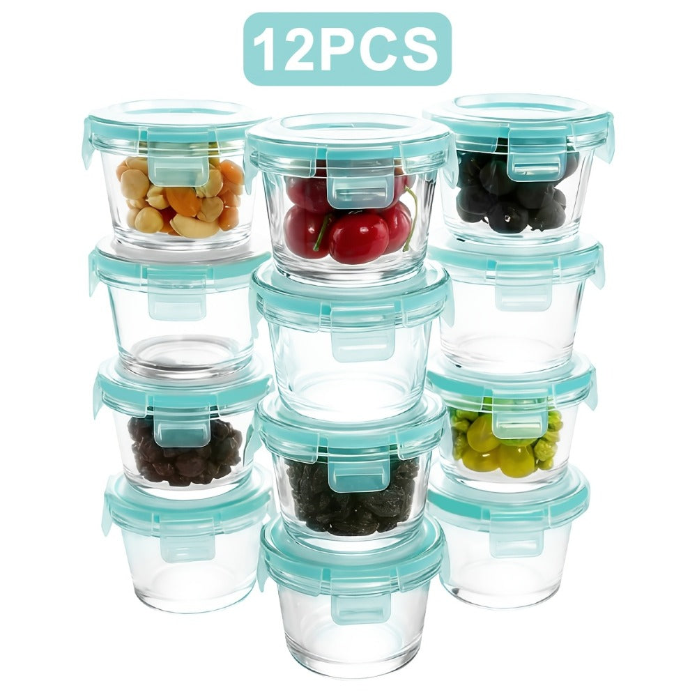 Food Storage Containers 12-Piece Glass Set with Clip-On Lids for Microwave, Oven, Freezer and Dishwasher Use