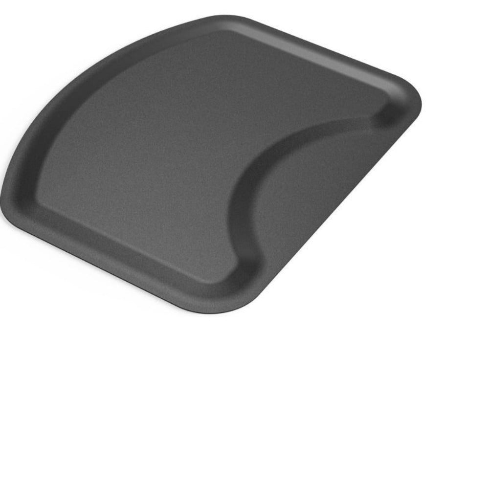 Salon Floor Mat with Round Chair Cutout, Raised Edge and Wide Black Standing Surface for Barber Stations