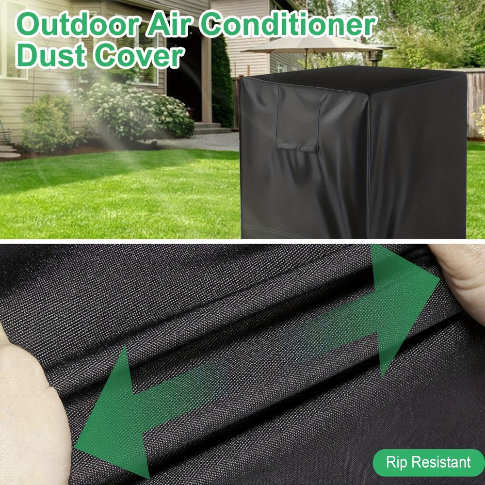 Outdoor AC Unit Cover 30x30x32 Inch Waterproof | Air Conditioner Protector with Drawstring Closure for Condenser & HVAC – All-Weather UV & Rain Shield, 210D Oxford Cloth, Black