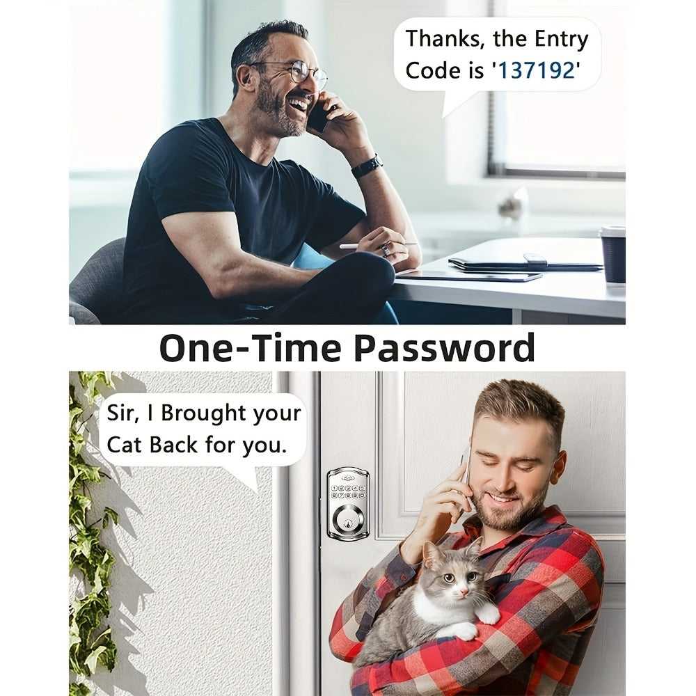 Smart Door Lock Tuya Front Door Deadbolt with Fingerprint Keypad Bluetooth App and Hidden Key