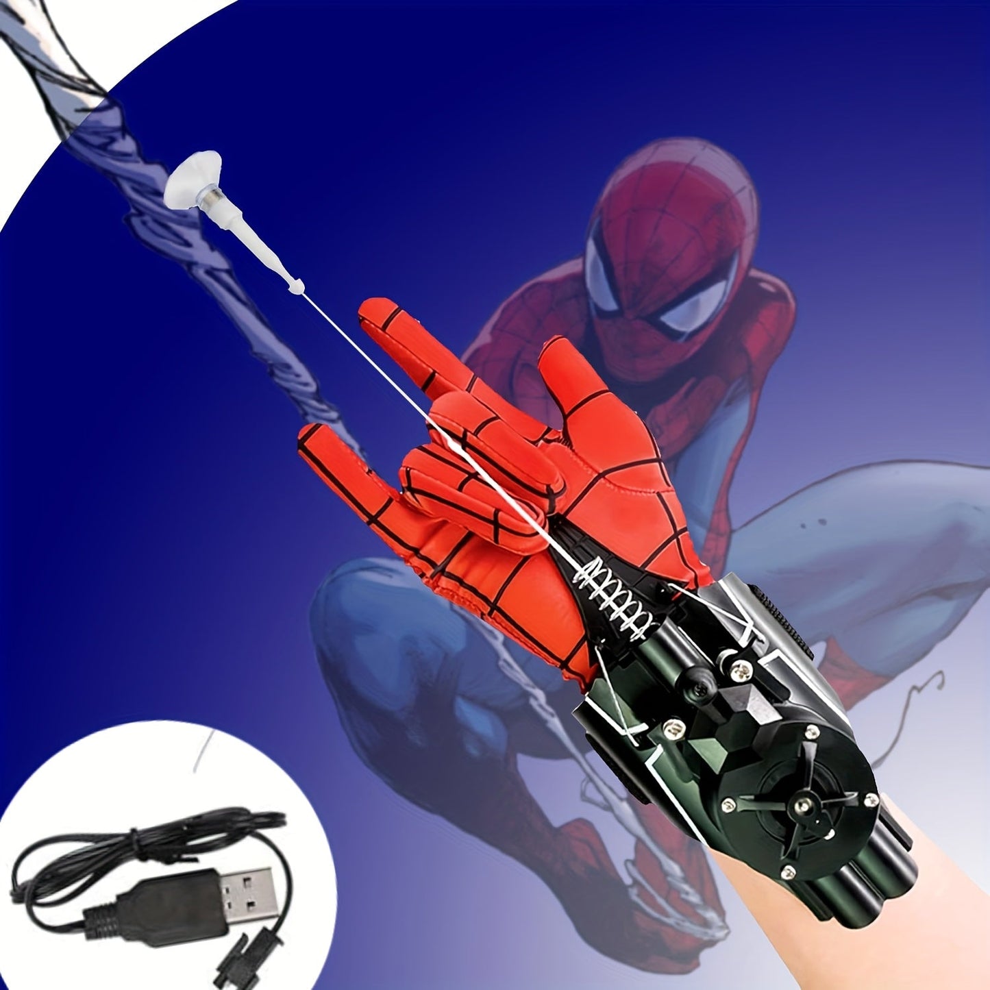 Superhero Web Shooter Toy for Kids – 9.4 Ft Automatic Rope Launcher, USB Rechargeable, Spider Hero Role Play Gift for Boys & Girls, Halloween & Christmas