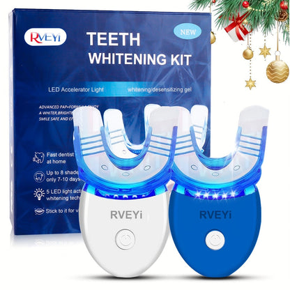 White or Blue Five-LED Teeth Whitening Kit with Five Gel Syringes and 10.8 cm Mouthpiece Device